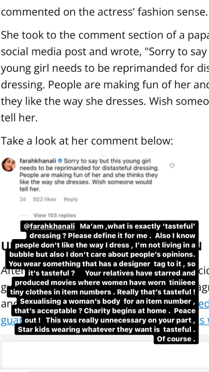 India Tv - Sussanne Khan's sister Farah Ali Khan comments on Urfi Javed's dressing sense. 