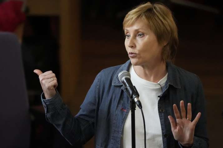 India Tv - Russia's Zhanna Agalakova, the former Paris-based Europe correspondent for Russian state-controlled broadcaster Channel One, speaks during a press conference at Reporters Without Borders headquarters, March 22, 2022 in Paris. Agalakova resigned as the war broke out in Ukraine.