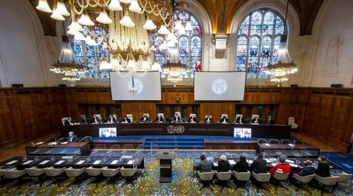 A view of the International Court of Justice courtroom on