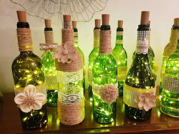 India Tv - Reuse wine bottle with sparkly lights