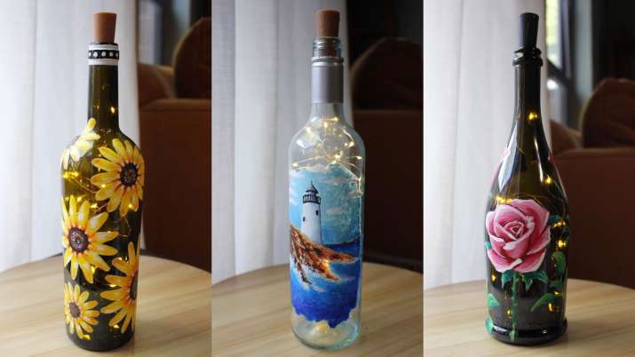 India Tv - Painted wine bottles