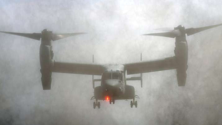 Osprey participates during a joint military helicopter