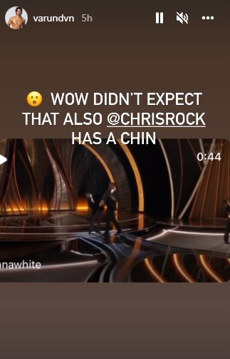 India Tv - Varun Dhawan shared the clip of Will Smith-Chris Rock incident on his Instagram Story