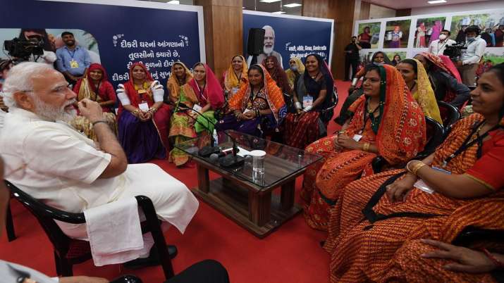 India Tv - The women shared with PM their stories of progress due to the dairy complex.
