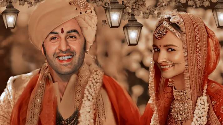 A fanmade picture from Ranbir Kapoor and Alia Bhatt's wedding