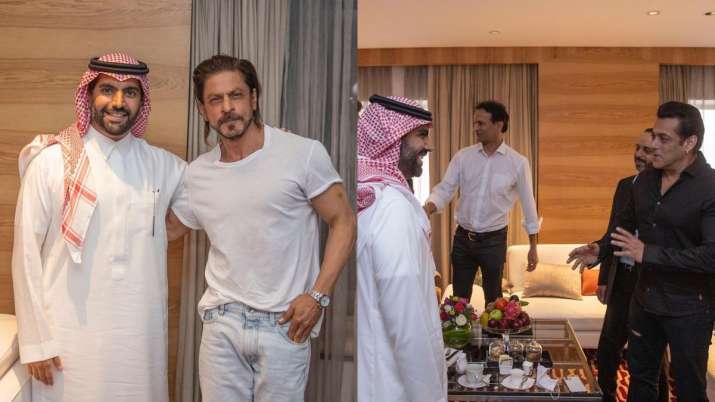 Shahrukh, Salman Khan, Akshay Kumar meet Saudi Arabia's Culture Minister Badr bin Farhan Alsaud.  photos