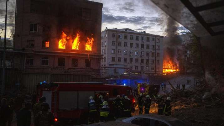 India Tv - Emergency services are working in the area following an explosion in Kyiv, Ukraine on Thursday, April 28, 2022. 