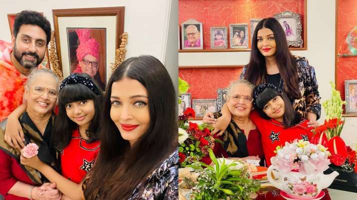 Aishwarya Rai Bachchan shares inside pics from mother Brindya Rai's birthday party with Abhishek & A