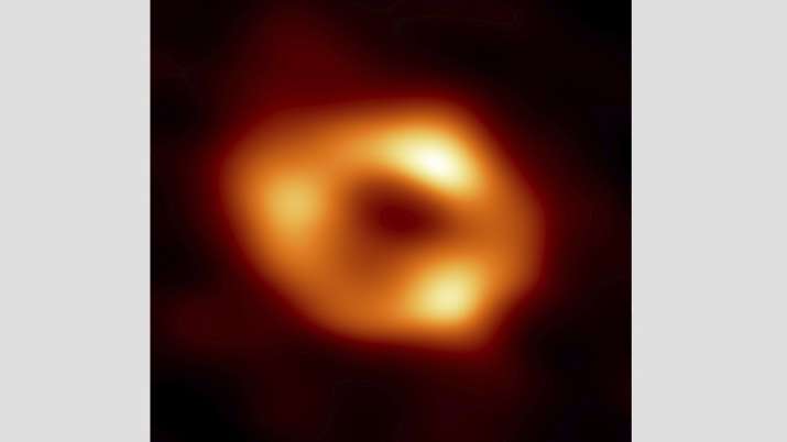 This image released by the Event Horizon Telescope