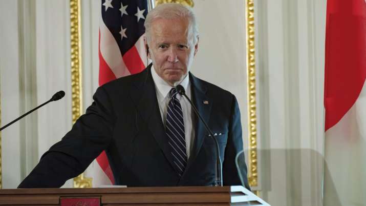 US President Joe Biden attends a press conference at