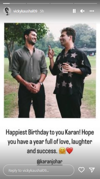 India Tv - Vicky Kaushal's birthday wish for Karan Johar