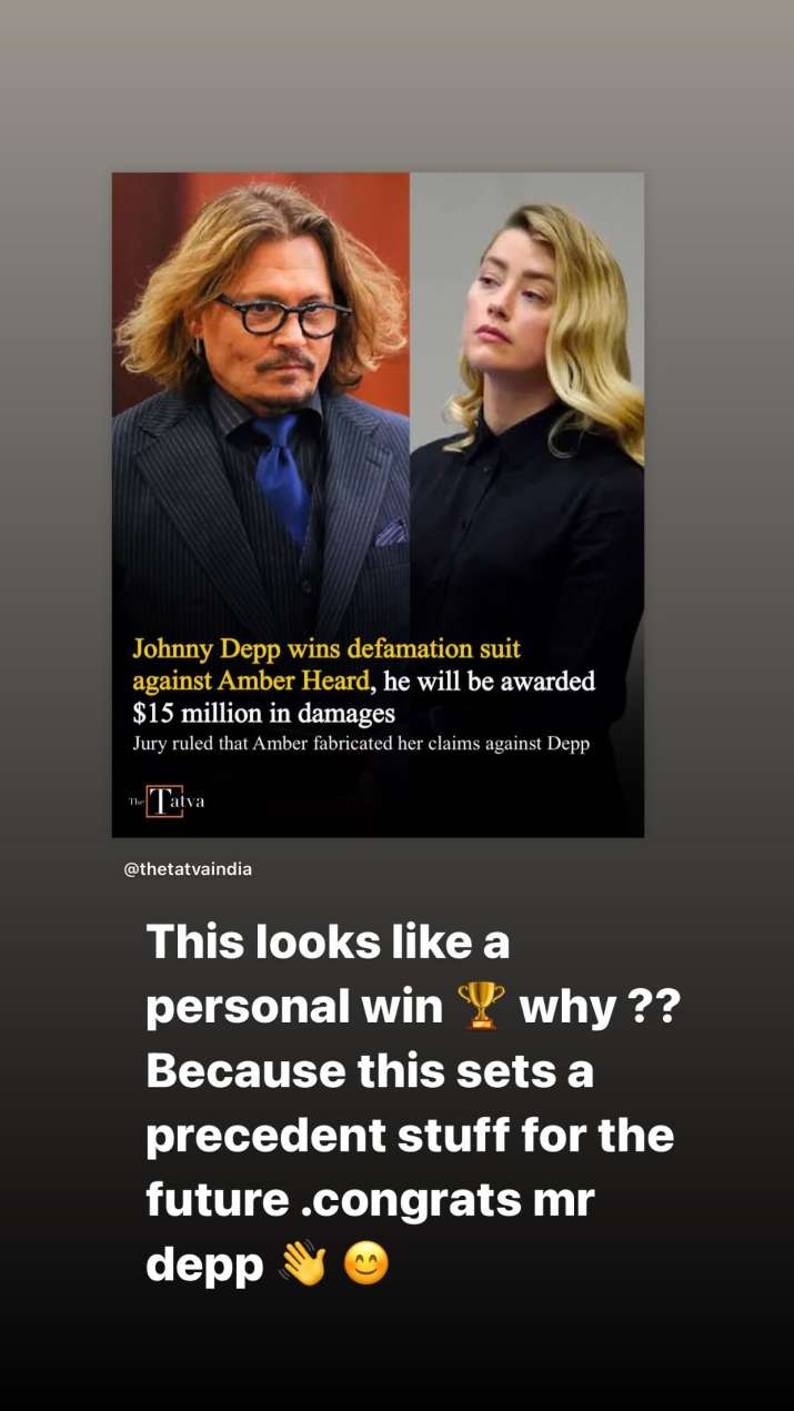 India Tv - Kushal Tandon's post for Johnny Depp