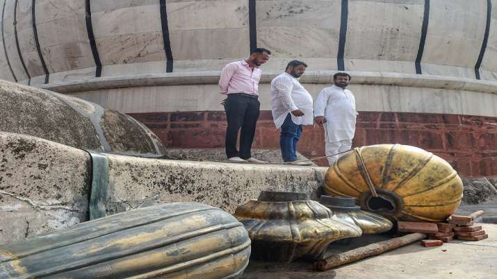 India Tv - In New Delhi, the damaged part of Jama Masjid after the storm on Tuesday