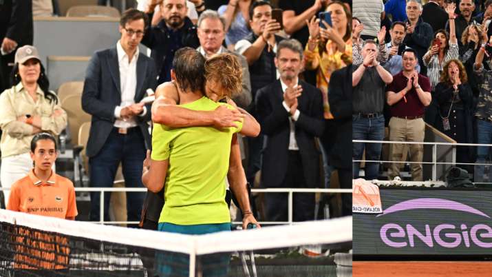 Zverev and Nadal share a special hug after the match was canceled