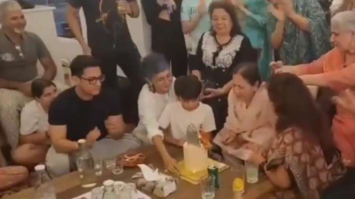 Video of Aamir Khan with ex-wife Kiran Rao & son Azad celebrating mom Zeenat’s birthday goes viral | Watch