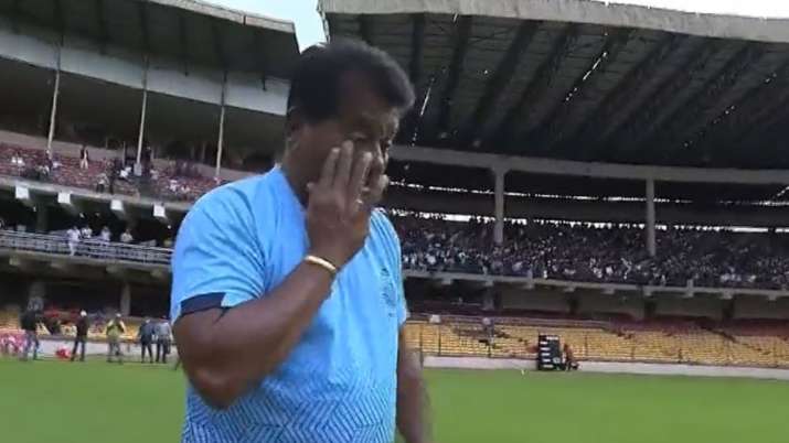 India Tv - Chandrakant in tears as he celebrates moving towards his players 