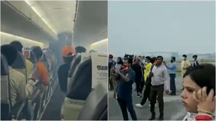 Delhi-Jabalpur SpiceJet flight returns as smoke engulfs cabin; passengers safely disembarked | Watch