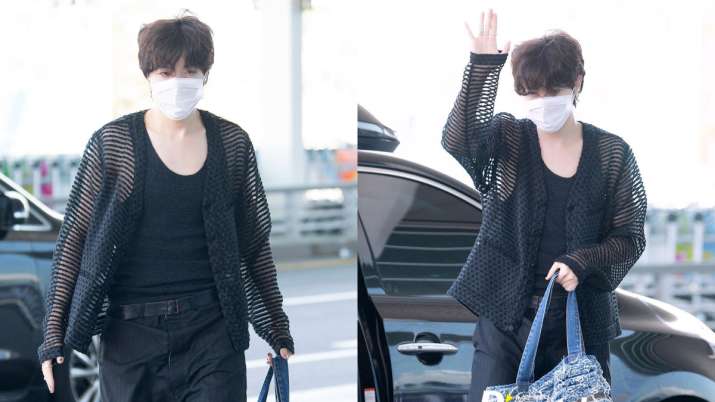 BTS J-Hope looks dapper as he leaves to host Lollapalooza in Chicago, V cheers for him