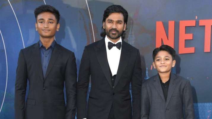 The Gray Man: Dhanush looks killer in black suit as he attends premiere in  LA with kids Linga, Yathra | Celebrities News – India TV