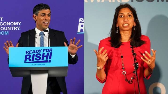 UK PM shortlists Rishi Sunak (left) and Suella Braverman