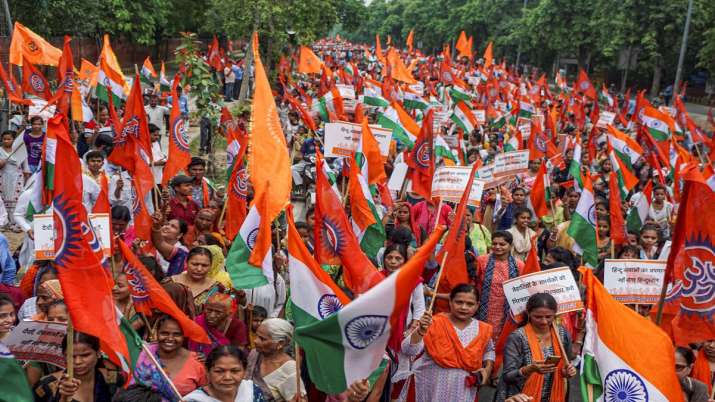 New Delhi: Right-wing activists participate in Samvidhan