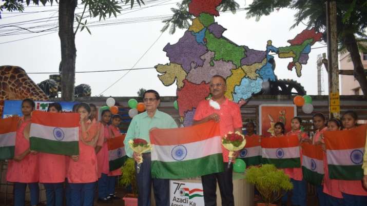 India Tv - 13 feet tall India map weighing 400 kg installed outside ITI Berhampur 
