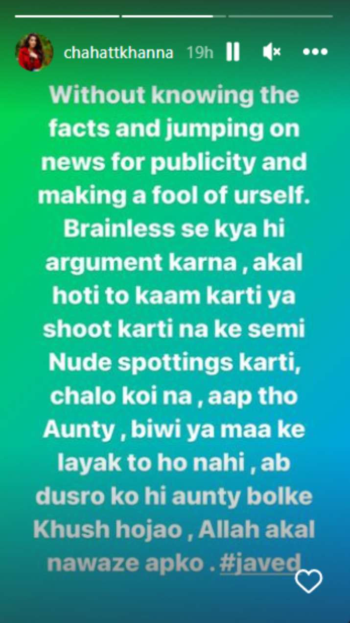 India Tv - Chahatt Khanna's Instagram Story 