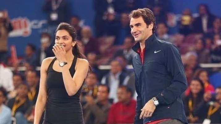 India Tv - Glimpse from Deepika and Roger Federer's Tennis match