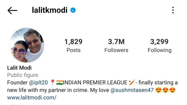 India Tv - Lalit Modi's Instagram bio