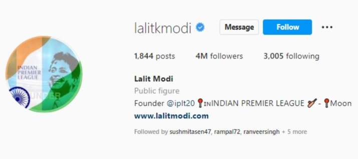 India Tv - Lalit Modi's Instagram bio