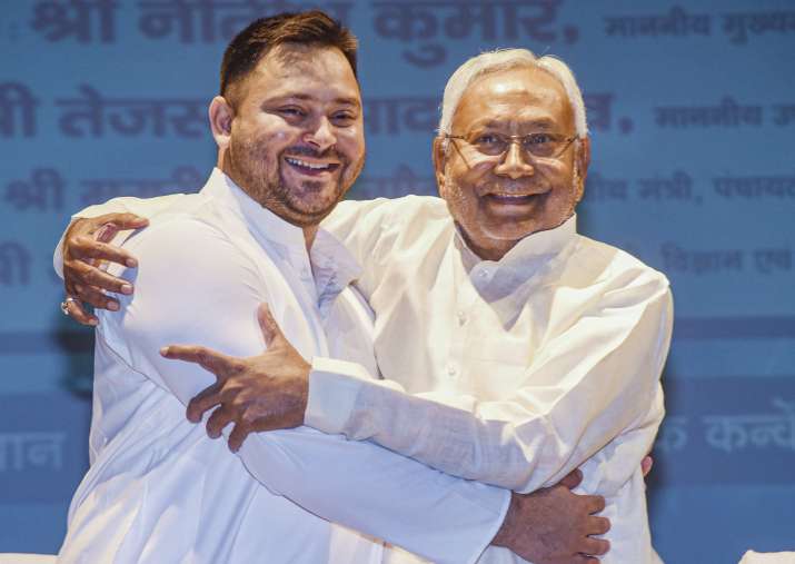 India Tv - Nitish Kumar formed a new alliance with his arch-rival the RJD and accepted that Tejashwi Yadav has to be passed on the mantle.