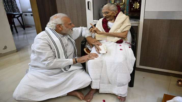 India Tv - PM Modi with her mother. 