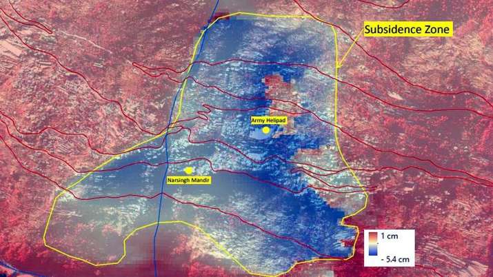 India Tv - ISRO's satellite image shows the subsidence zone in Joshimath.