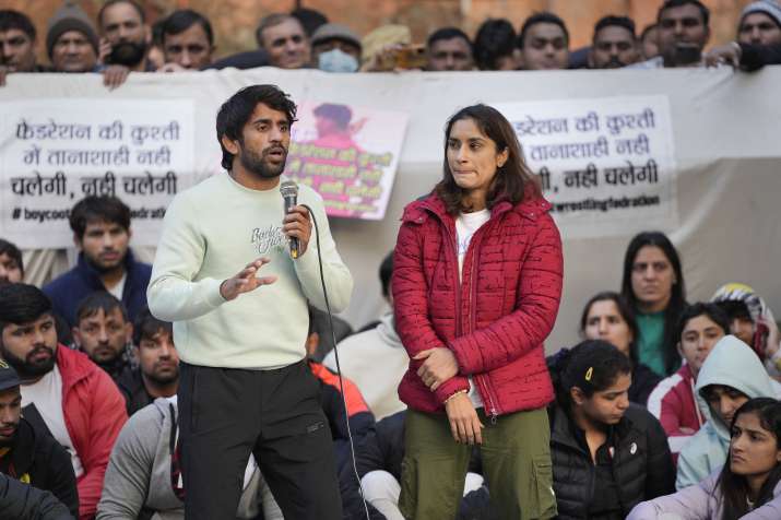 India Tv - Wrestlers during the protest