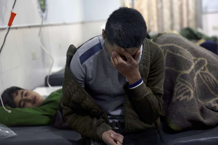 India Tv - A man mourns the death of his family member at a government hospital in Turkey. 