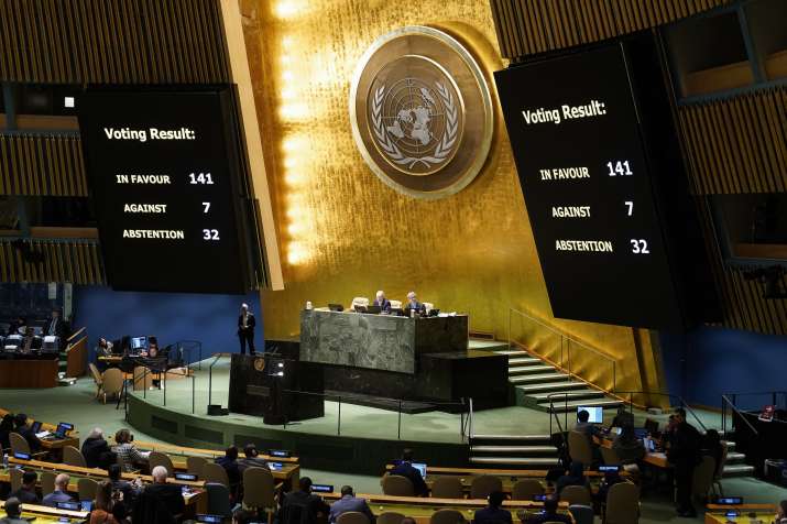 India abstains in UNGA on resolution on reaching 'comprehensive, just and lasting peace' in Ukraine