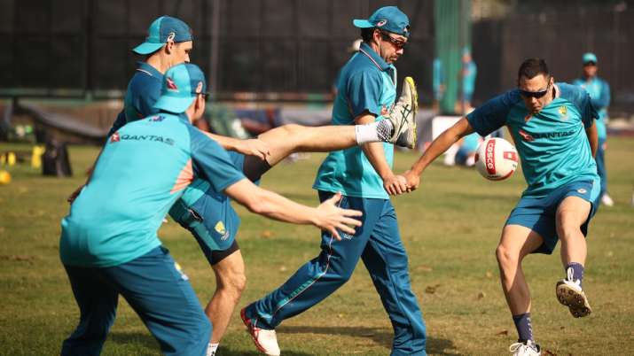 India Tv - Australian players during a training session