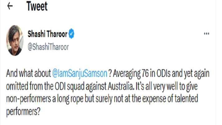 India Tv - Shashi Tharoor, Sanju Samson
