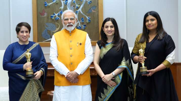 Oscars winning The Elephant Whisperers makers Kartiki and Guneet Monga meet PM Modi