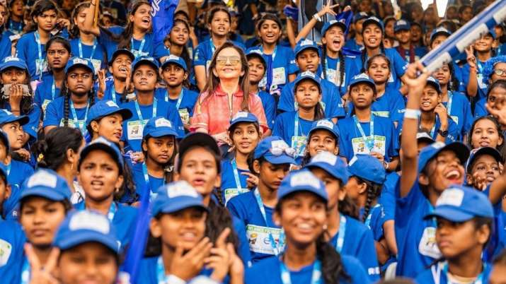 India Tv - Nita Ambani with fans cheering for her team