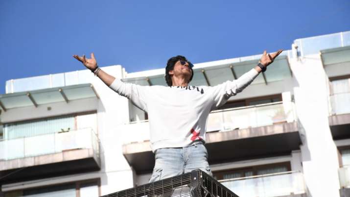 India Tv - Shah Rukh Khan greets his fans outside Mannat