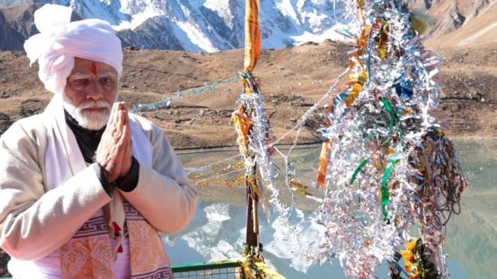 India Tv - He began his daylong visit to Uttarakhand with a darshan of the Adi Kailash peak. 