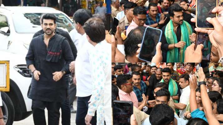 Ram Charan visits Siddhivinayak Temple; gets mobbed outside. Photos, videos go viral