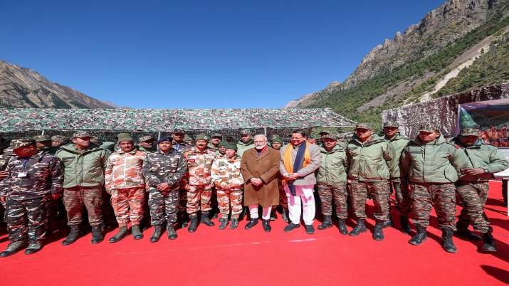 PM Modi interacts with Army, BRO, ITBP personnel at Parvati Kund and Gunji in Uttarakhand | PICS