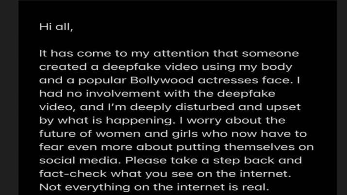 India Tv - Zara Patel's statement on Rashika Mandanna Deepfake video