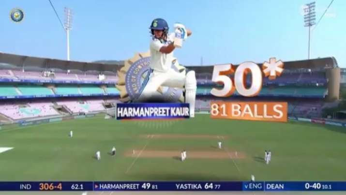 India Tv - Harmanpreet fifty as shown by broadcaster