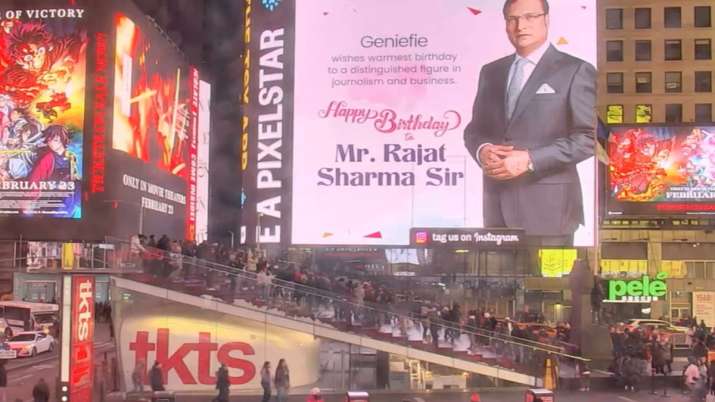 New York's Times Square displays birthday message for Rajat Sharma | Watch video