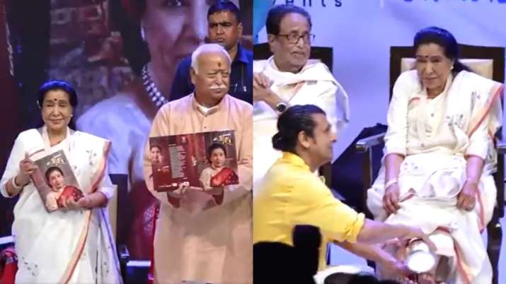 Asha Bhosle’s biography ‘Swarswamini Asha’ launched, Sonu Nigam washes her feet in ceremony