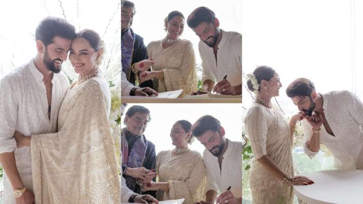 Sonakshi Sinha, Zaheer Iqbal’s wedding pictures are out, couple registers their marriage | See Photos