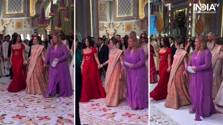 Nita Ambani welcomes Kim Kardashian at Anant-Radhika’s ‘lagna vidhi’ ceremony | WATCH